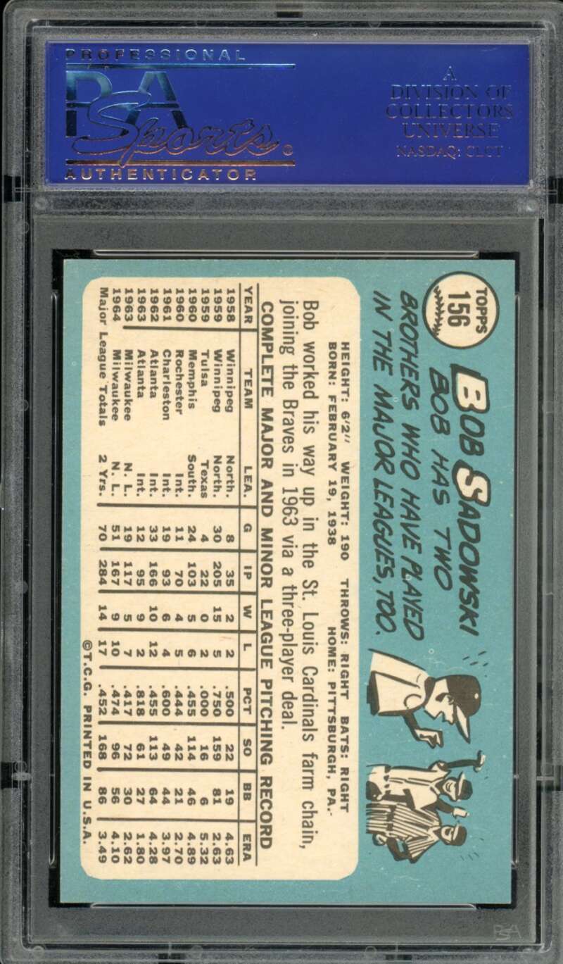Bob Sadowski Card 1965 Topps #156 PSA 8 Image 2