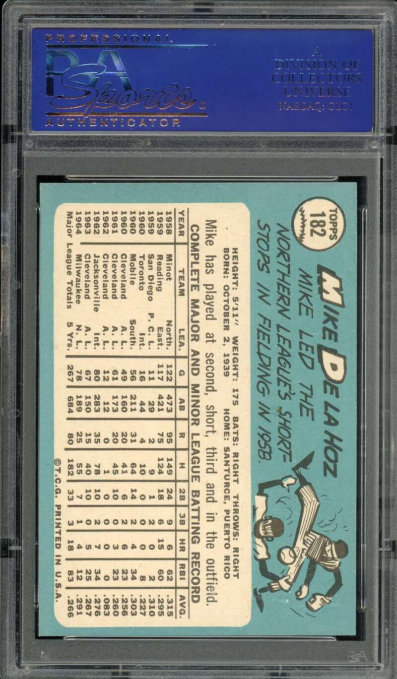 Mike De La Hoz Card 1965 Topps #182 PSA 8 Image 2