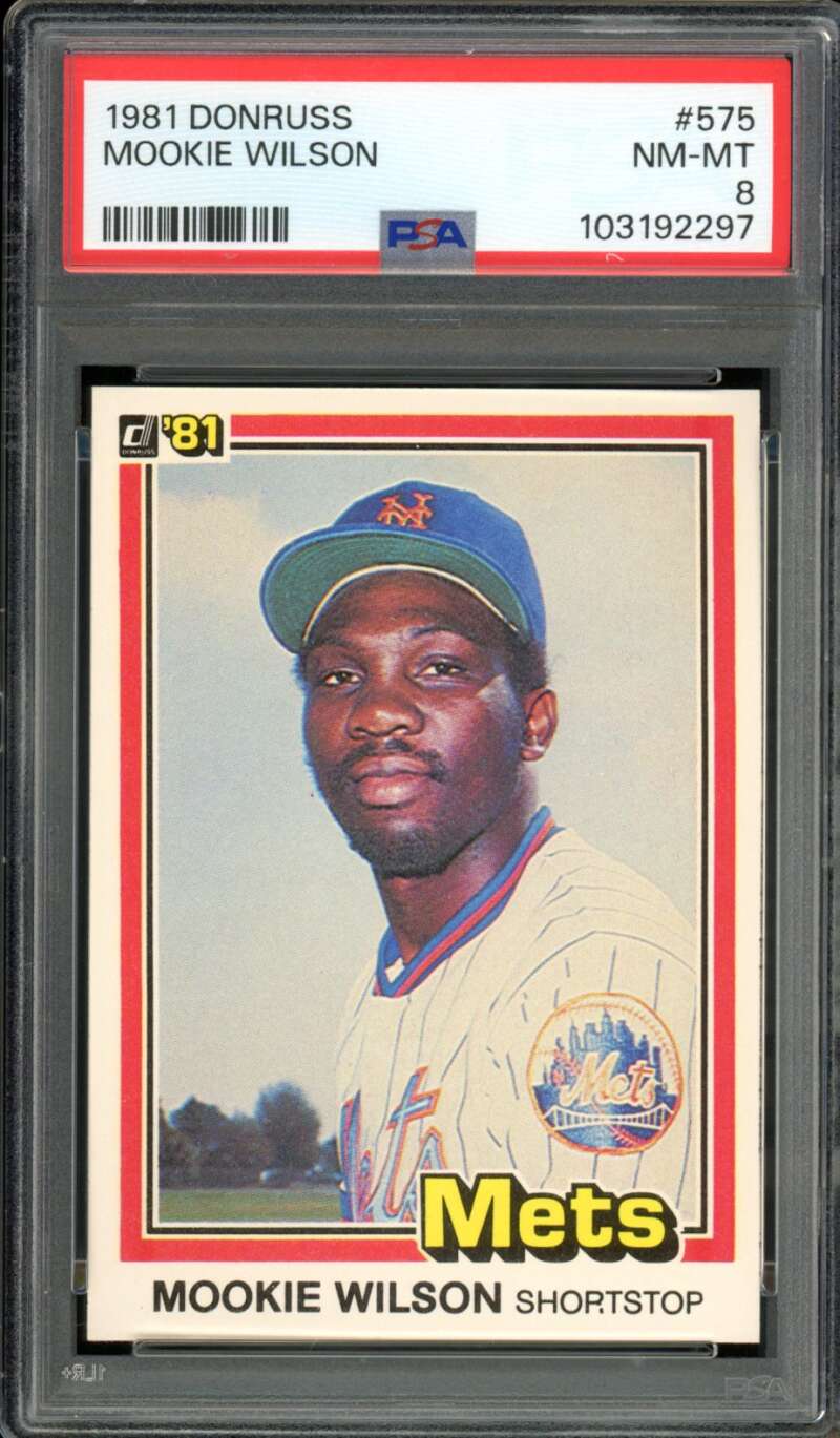 Mookie Wilson Card 1981 Donruss #575 PSA 8 Image 1