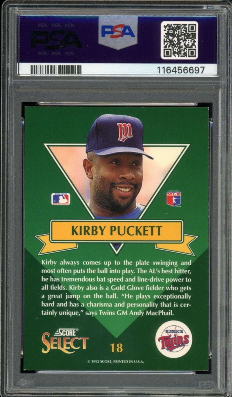 Kirby Puckett Card 1993 Select Stars #18 PSA 9 Image 2