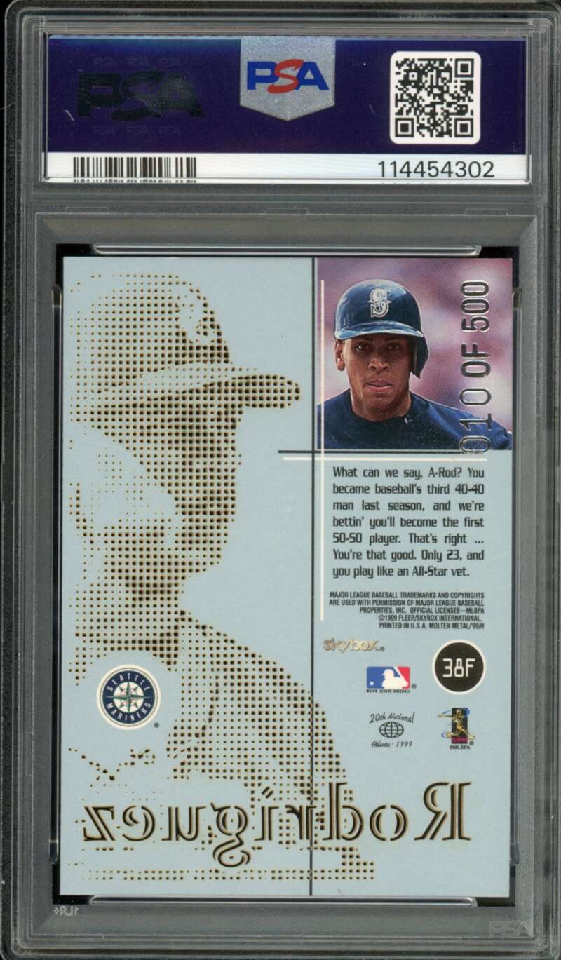 Alex Rodriguez Card 1999 SkyBox Molten Metal Fusion Sterling (pop 5) #38F PSA 9 Image 2
