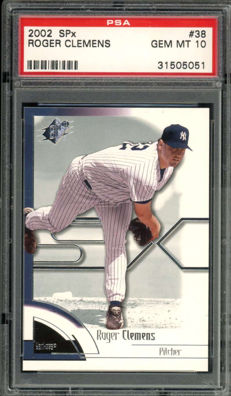 Roger Clemens Card 2002 SPx (pop 5) #38 PSA 10 Image 1