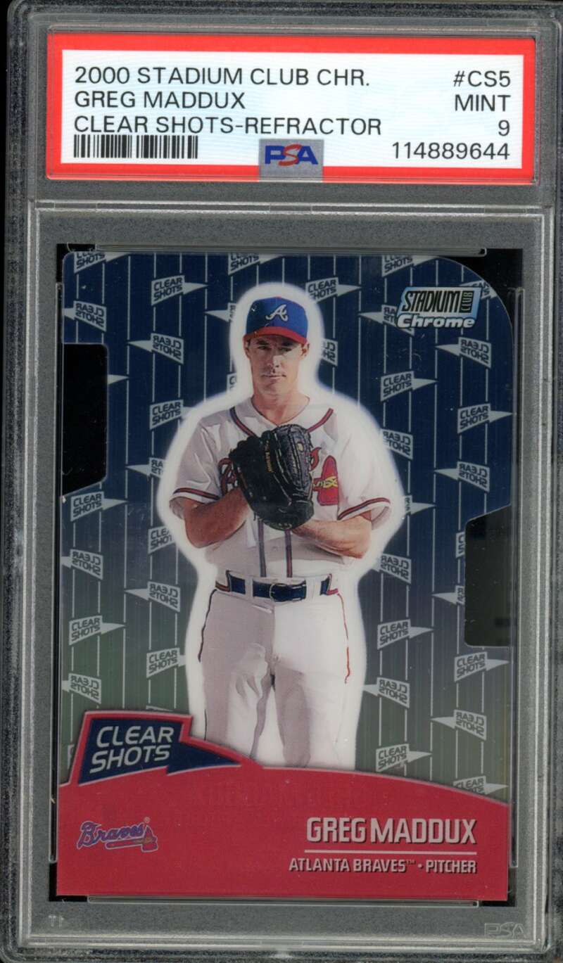 Greg Maddux 2000 Stadium Club Chrome Clear Shots Refractor (pop 2) #CS5 PSA 9 Image 1