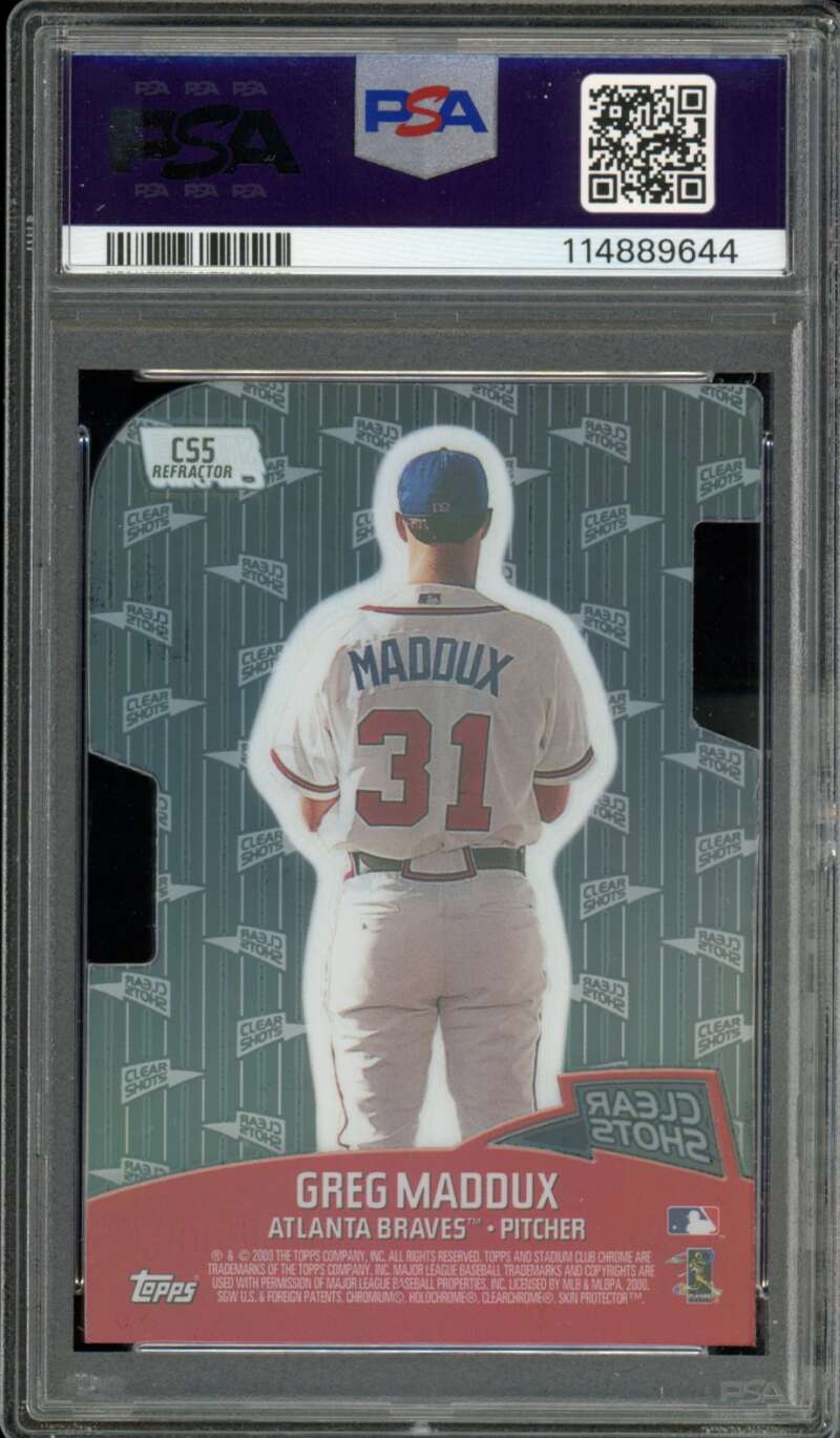 Greg Maddux 2000 Stadium Club Chrome Clear Shots Refractor (pop 2) #CS5 PSA 9 Image 2