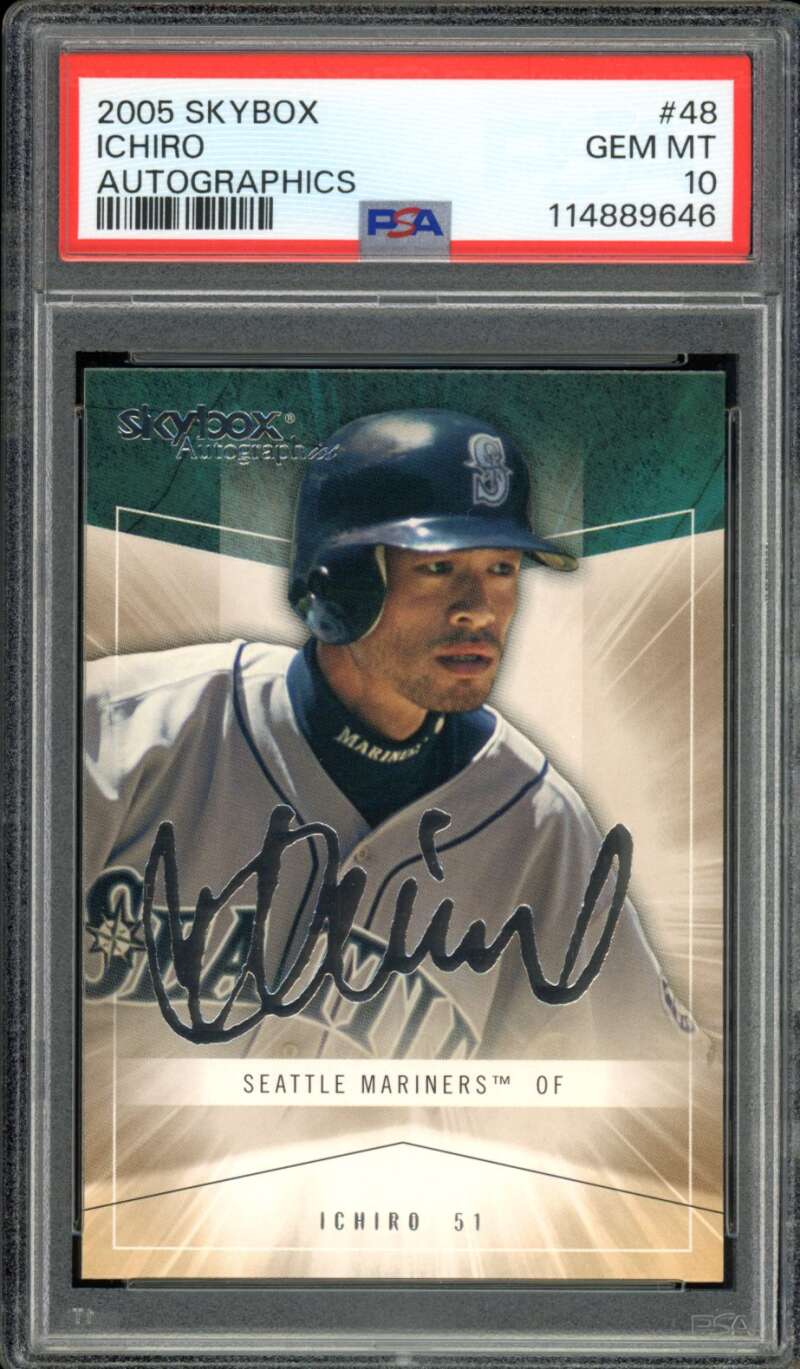 Ichiro Suzuki Card 2005 SkyBox Autographics (pop 7) #48 PSA 10 Image 1