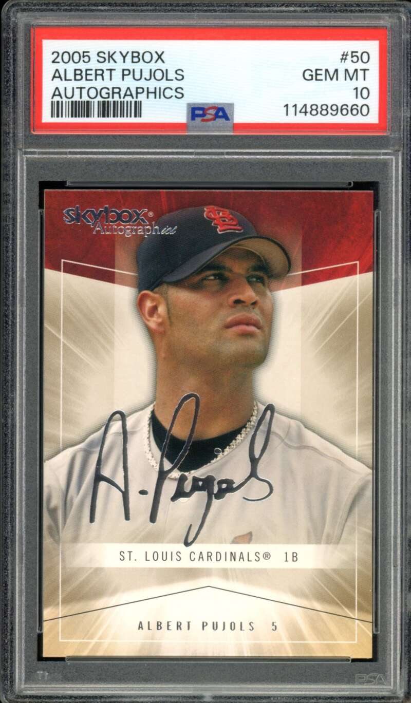 Albert Pujols Card 2005 Skybox Autographics #50 PSA 10 Image 1