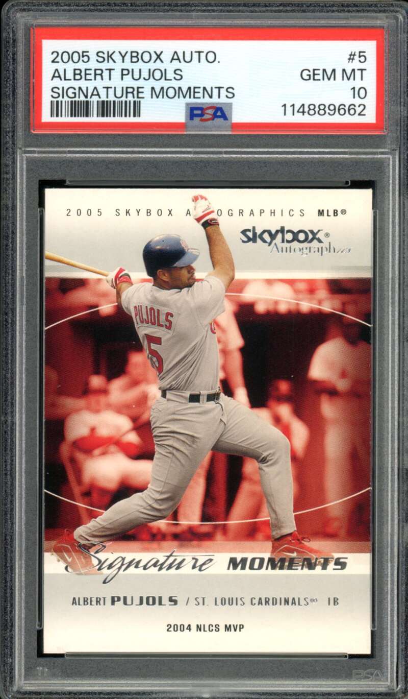 Albert Pujols Card 2005 Skybox Auto Signature Moments (pop 3) #5 PSA 10 Image 1