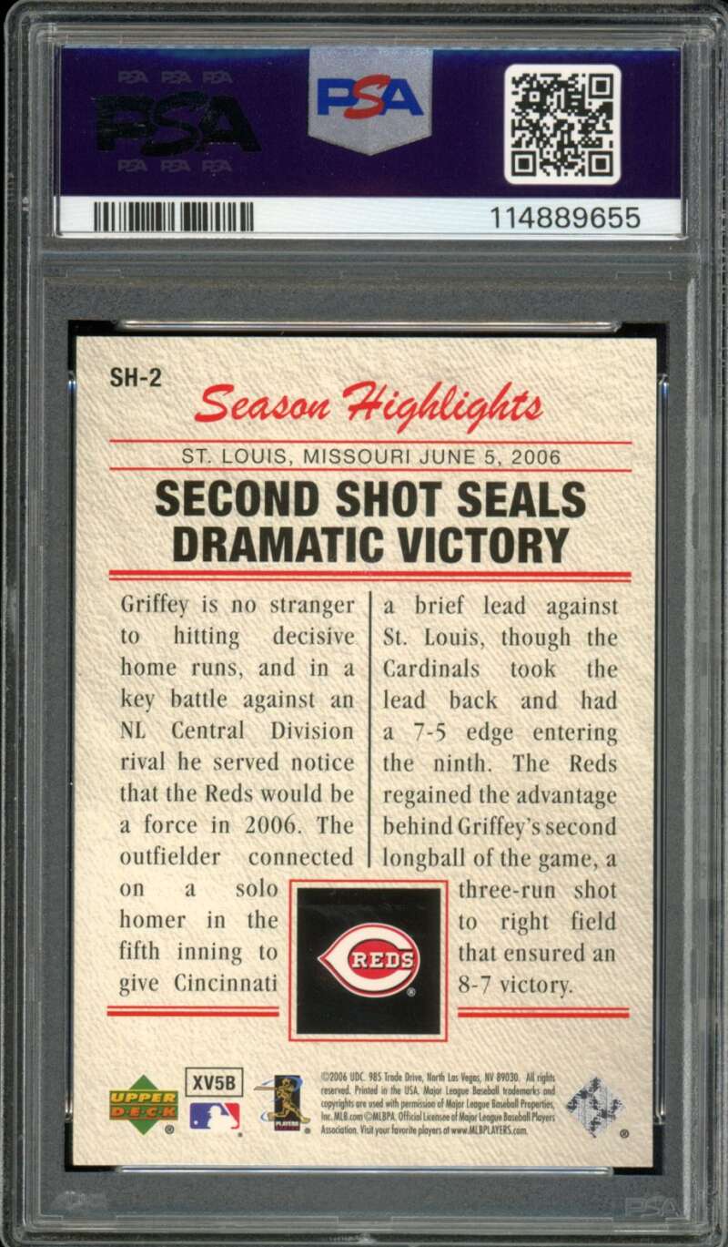 Ken Griffey Jr. Card 2006 Upper Deck Season Highlights (pop 1) #SH-2 PSA 9 Image 2