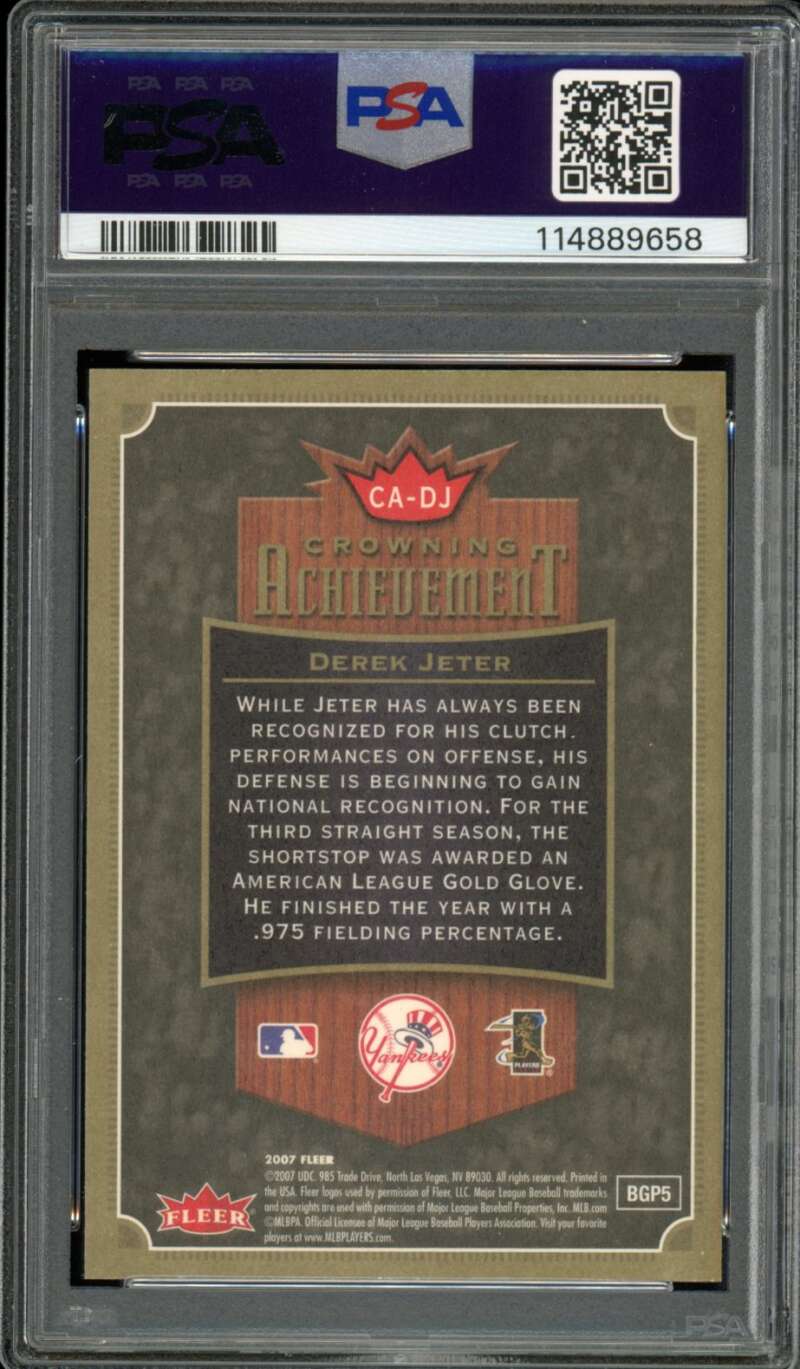 Derek Jeter Card 2007 Fleer Crowning Achievement (pop 5) #CA-DJ PSA 9 Image 2