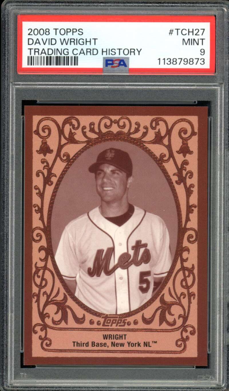 David Wright Card 2008 Topps Trading Card History (pop 2) #TCH27 PSA 9 Image 1