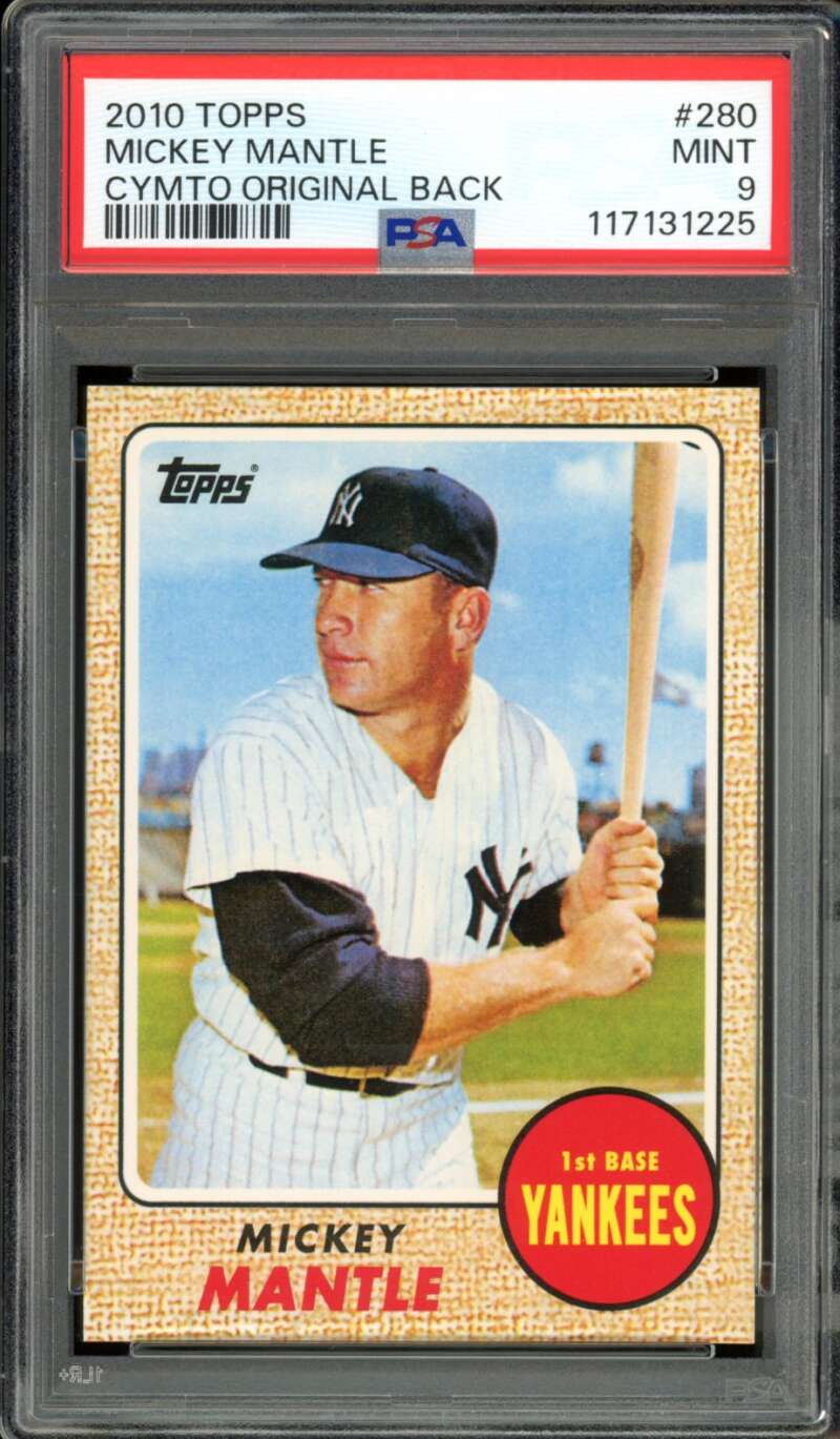 Mickey Mantle Card 2010 Topps CYMTO Original Back (pop 4) #280 PSA 9 Image 1