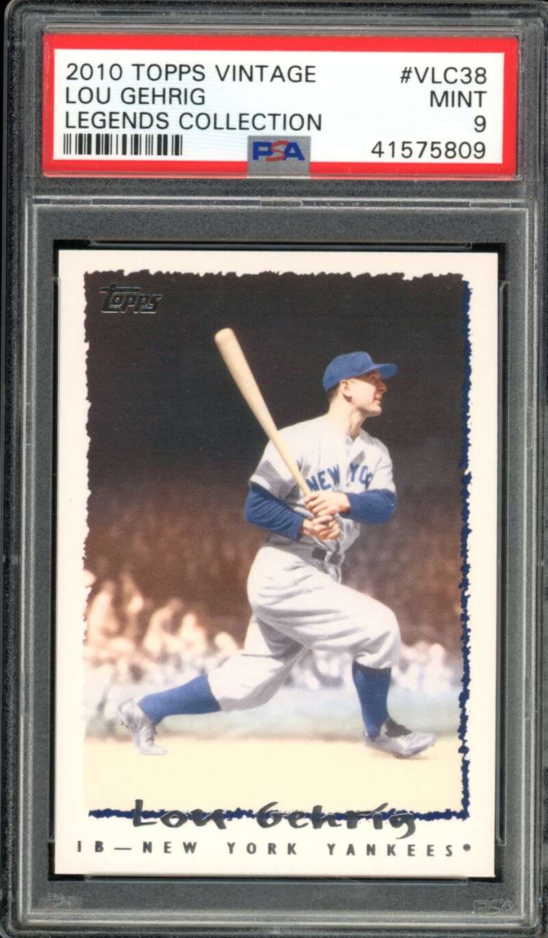 Lou Gehrig Card 2010 Topps Vintage Legends Collection (pop 6) #VLC38 PSA 9 Image 1