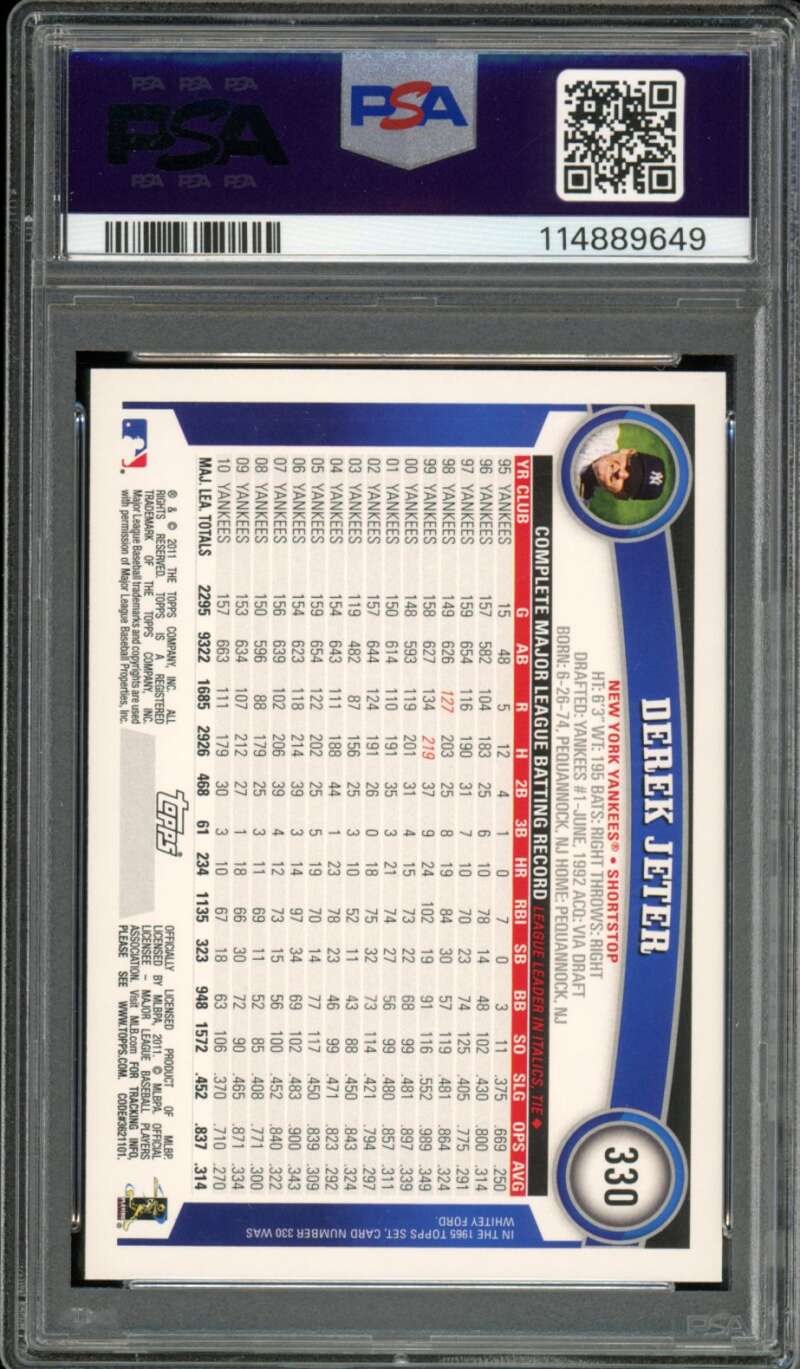 Derek Jeter Card 2011 Topps #330 PSA 10 Image 2