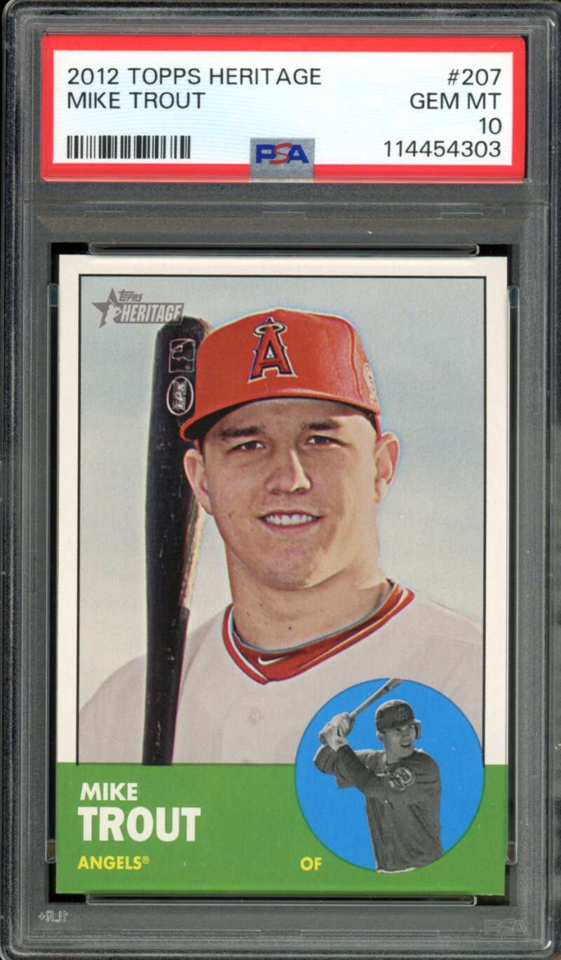 Mike Trout Card 2012 Topps Heritage #207 PSA 10 Image 1