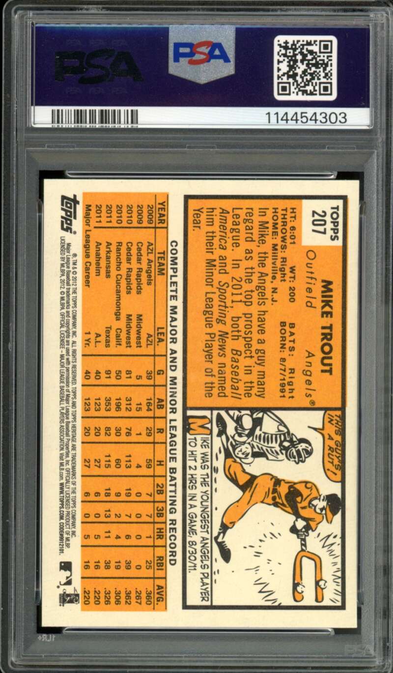 Mike Trout Card 2012 Topps Heritage #207 PSA 10 Image 2
