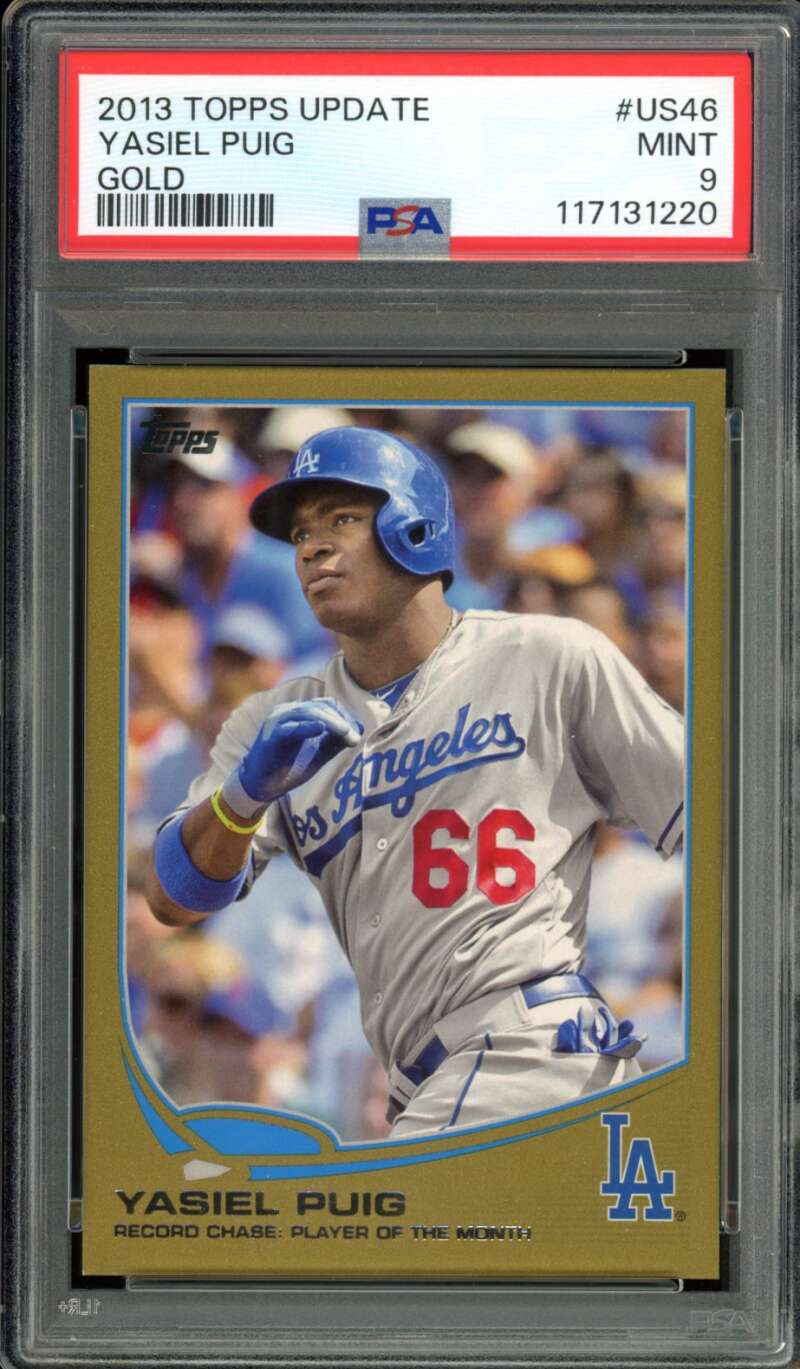 Yasiel Puig Rookie Card 2013 Topps Update Gold (pop 4) #US46 PSA 9 Image 1