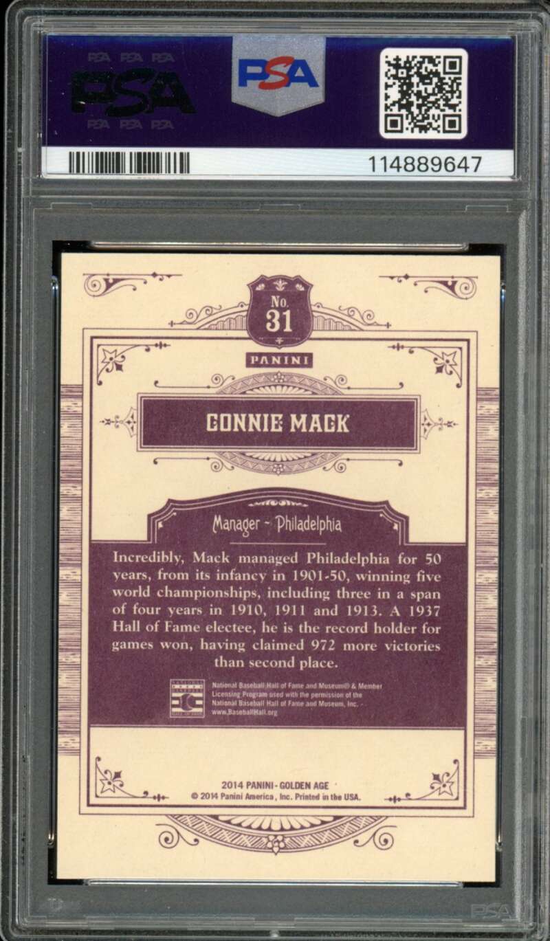 Connie Mack Card 2014 Panini Golden Age (pop 1) #31 PSA 10 Image 2