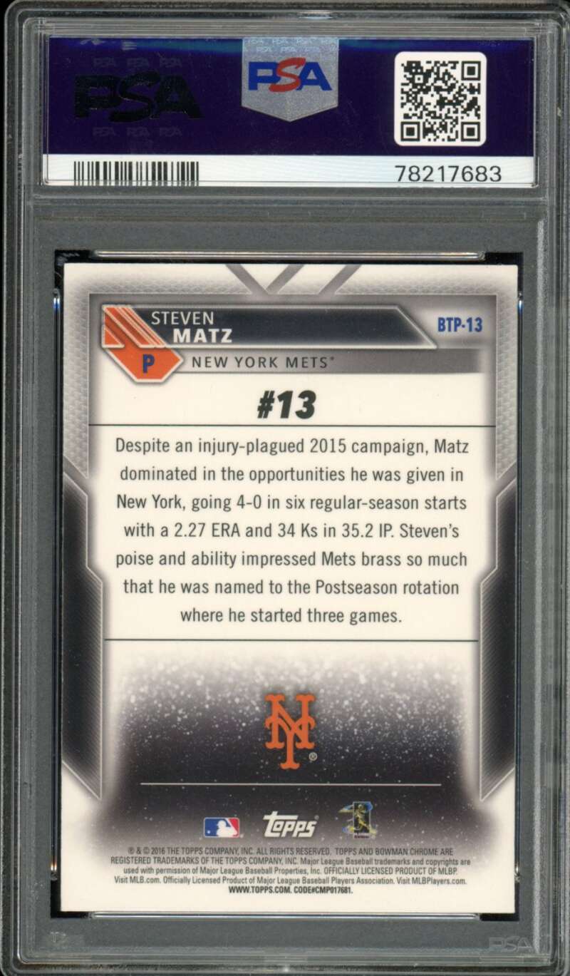 Steven Matz Rookie 2017 Topps Archives Sig Series Top 100 (2/4) #BTP13 PSA 8 Image 2