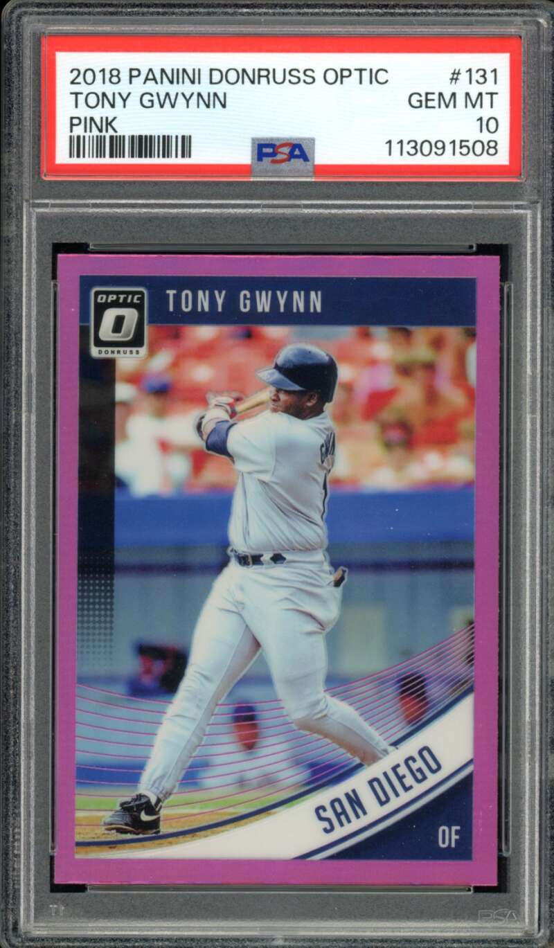 Tony Gwynn Card 2018 Panini Donruss Optic Pink (pop 1) #131 PSA 10 Image 1