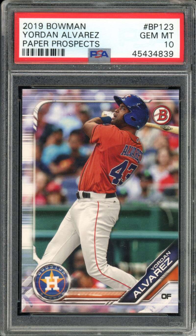 Yordan Alvarez Rookie Rookie Card 2019 Bowman Prospects #BP123 PSA 10 Image 1
