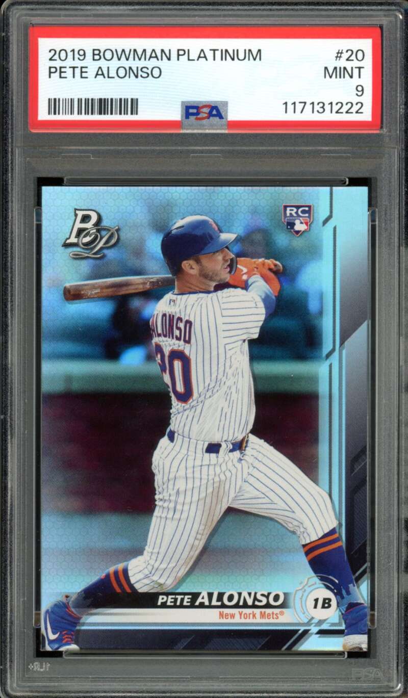 Pete Alonso Rookie Card 2019 Bowman Platinum #20 PSA 9 Image 1