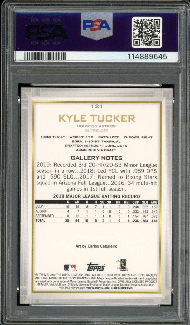 Kyle Tucker Rookie Card 2019 Topps Gallery #121 PSA 8 Image 2