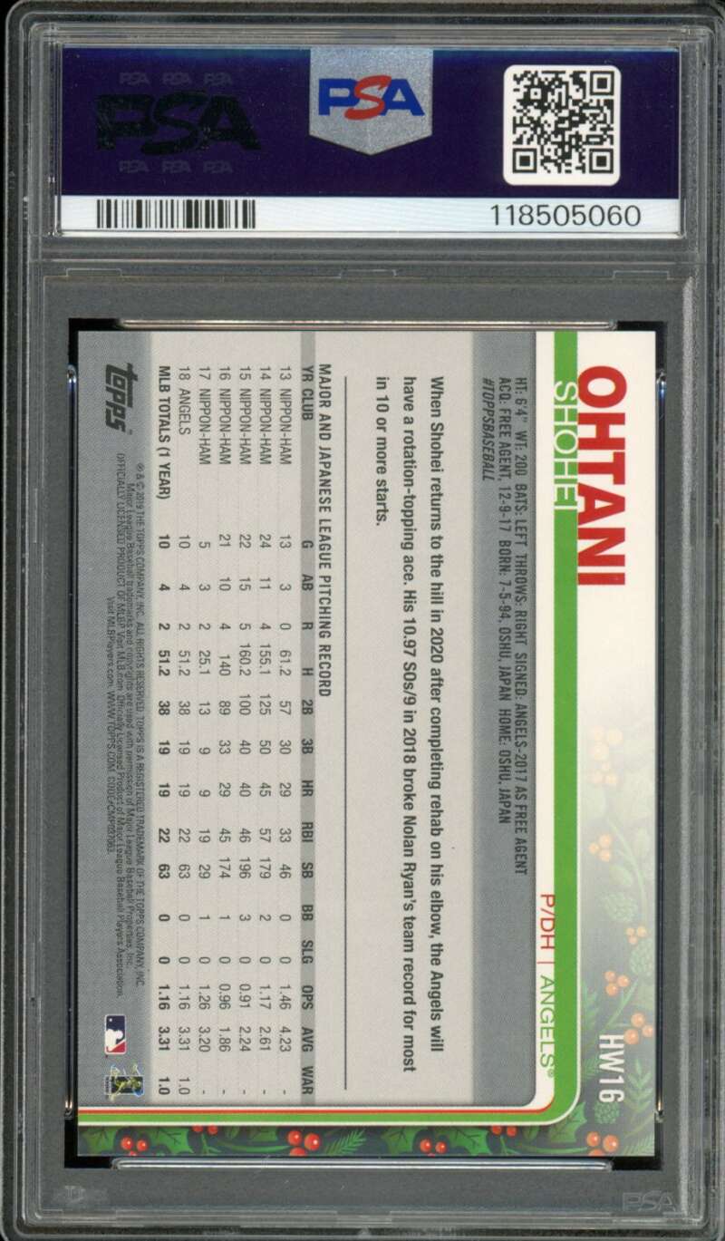 Shohei Ohtani Card 2019 Topps Holiday #16 PSA 9 Image 2