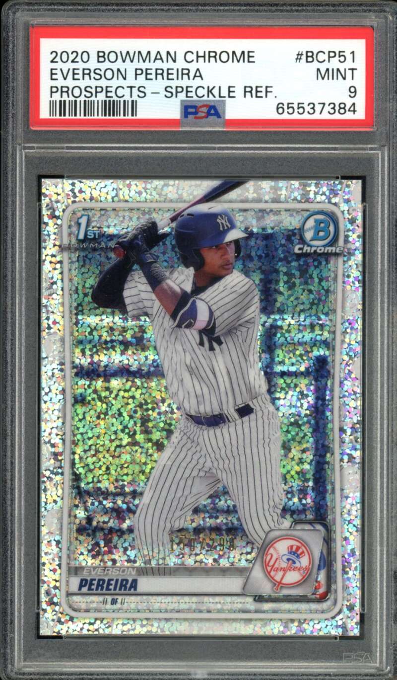 Everson Pereira Rookie Card 2020 Bowman Chrome Speckle Refractor #BCP51 PSA 9 Image 1