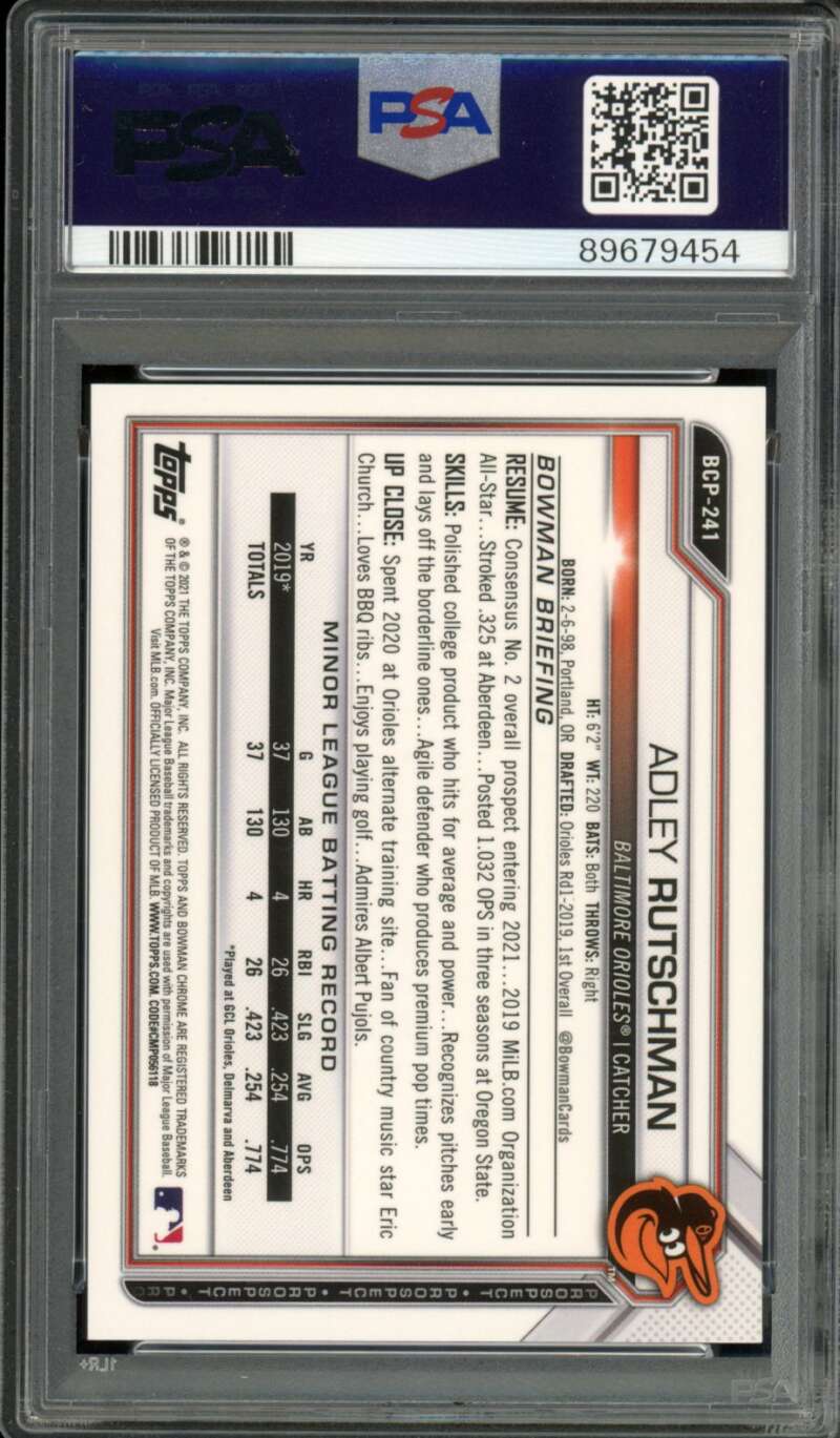 Adley Rutschman Card 2021 Bowman Chrome S/E Prospects Red (1/5) #241 PSA 10 Image 2