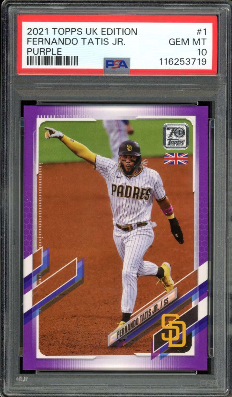 Fernando Tatis Jr. Card 2021 Topps UK Edition (pop 1) (1/50) #1 PSA 10 Image 1