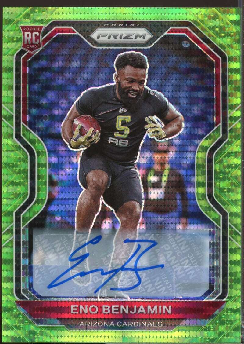 Eno Benjamin 2020 Panini Prizm Rookie Autographs Prizms Neon Green Pulsar #324  Image 1