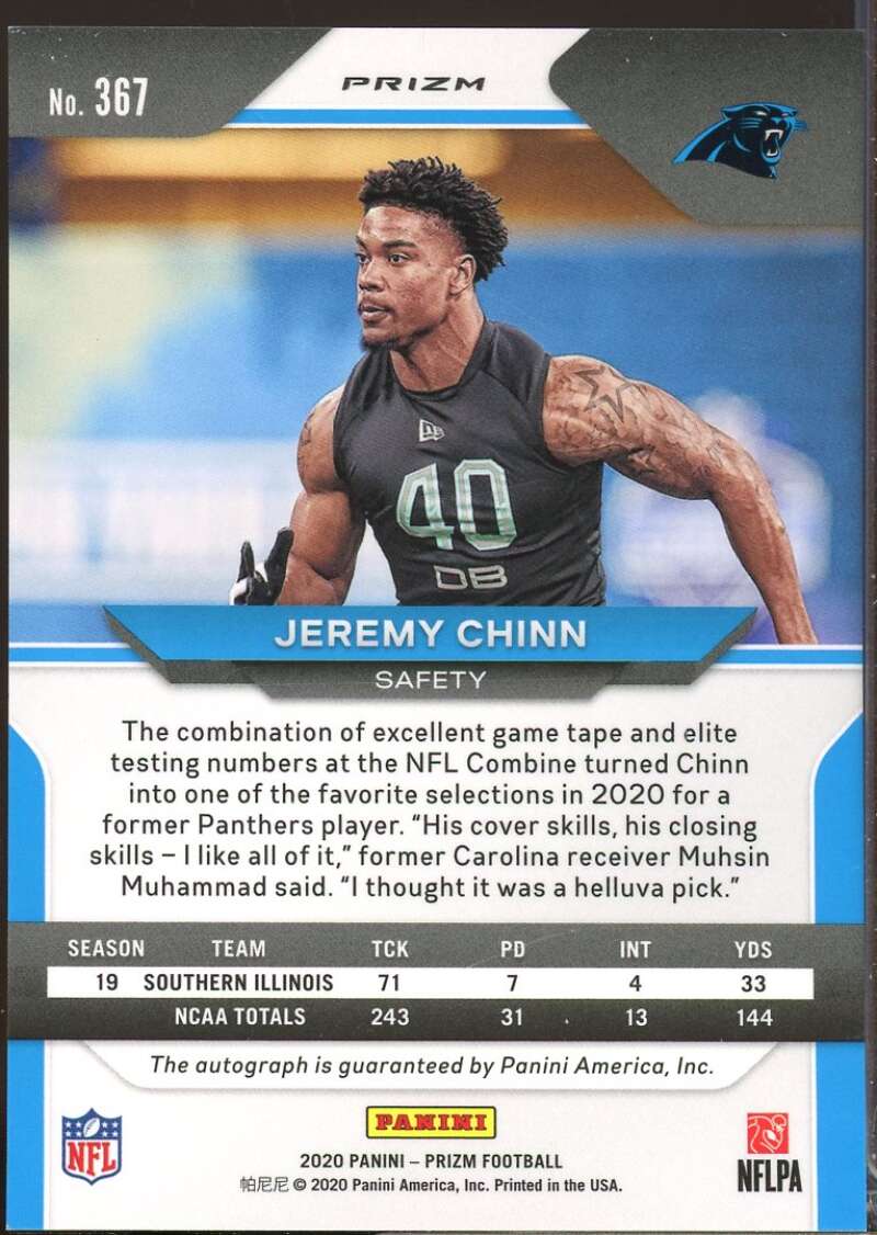 Jeremy Chinn 2020 Panini Prizm Rookie Autographs Prizms Neon Green Pulsar #367  Image 2