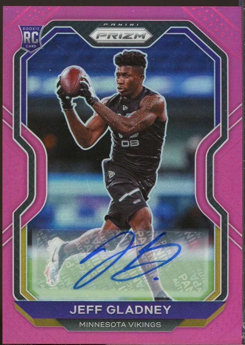 Jeff Gladney Card 2020 Panini Prizm Rookie Autographs Prizms Pink #399  Image 1