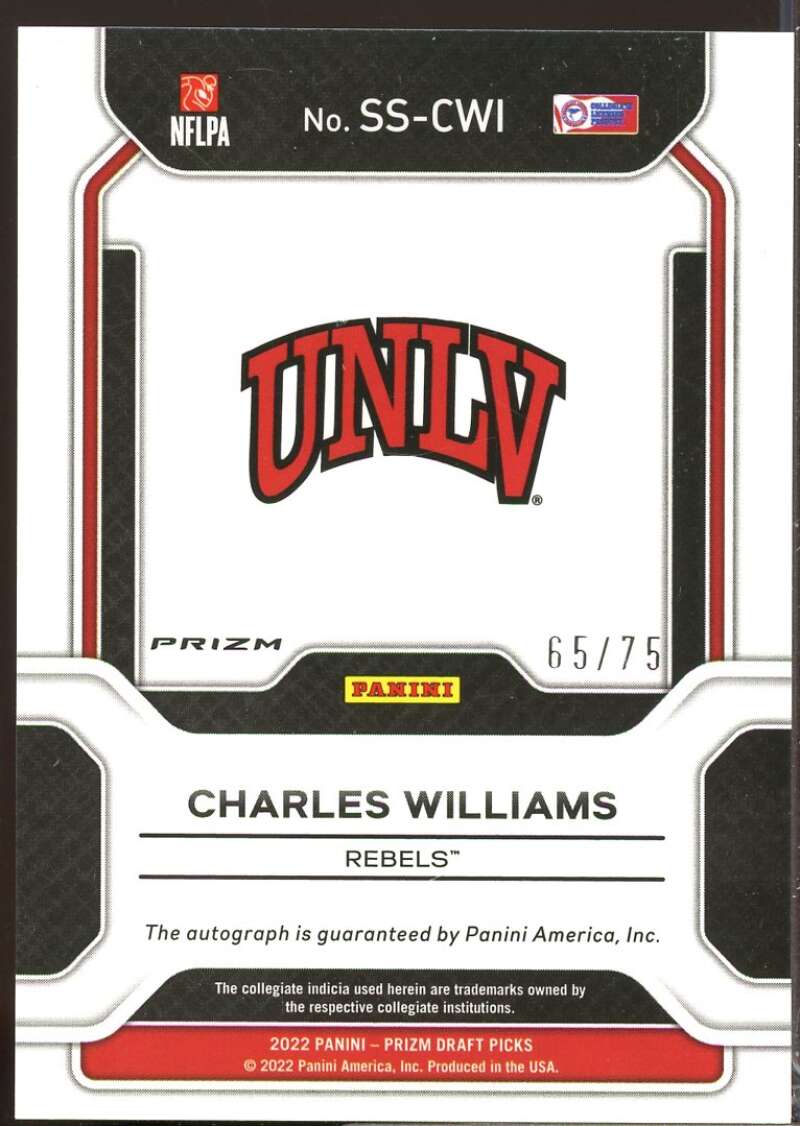 Charles Williams /75 2022 Prizm Draft Sensational Signatures Orange Wave #41  Image 2