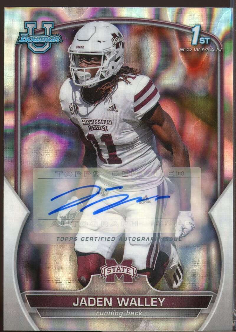 Jaden Walley 2022 Bowman Chrome University 1st Autographs Lava Refractors #15  Image 1