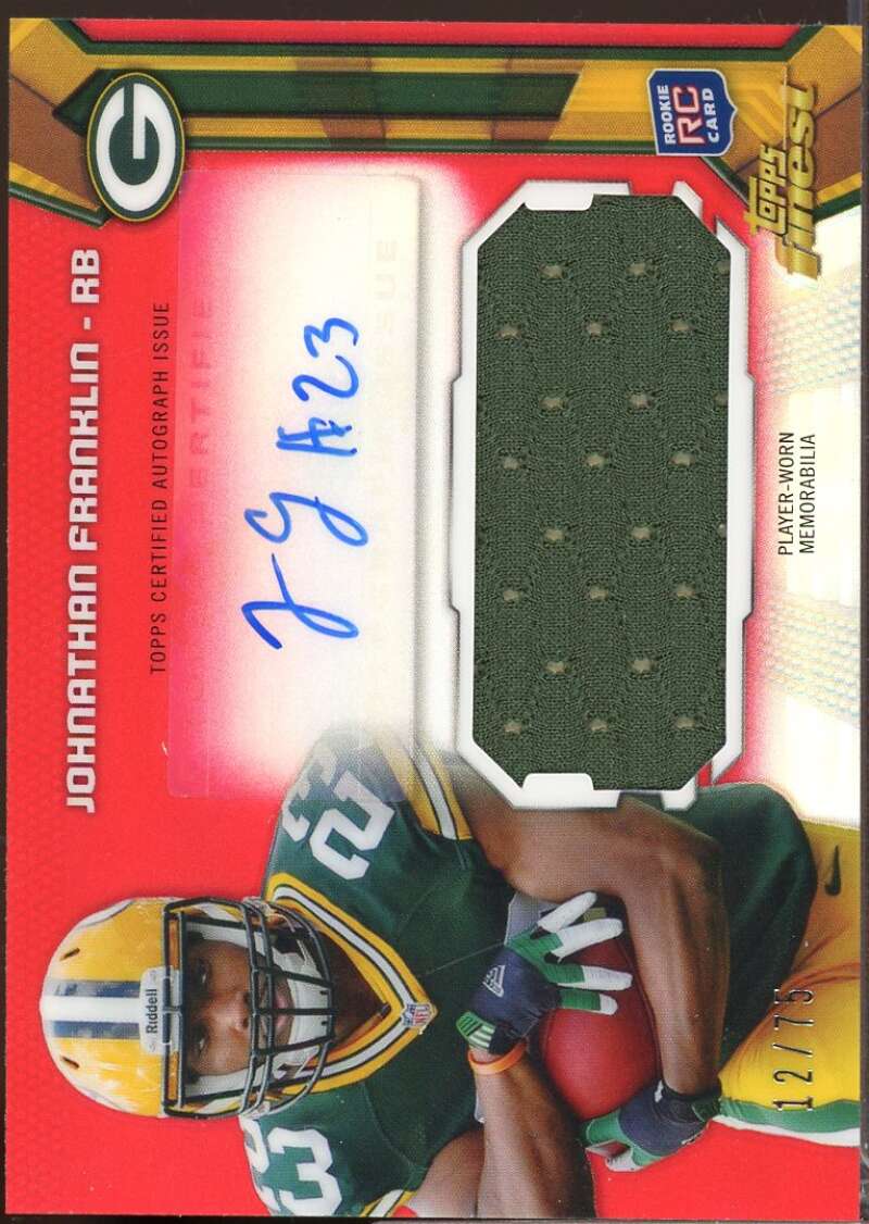 Johnathan Franklin 2013 Finest Rookie Jumbo Jersey Auto Red Refractors #AJRJF  Image 1