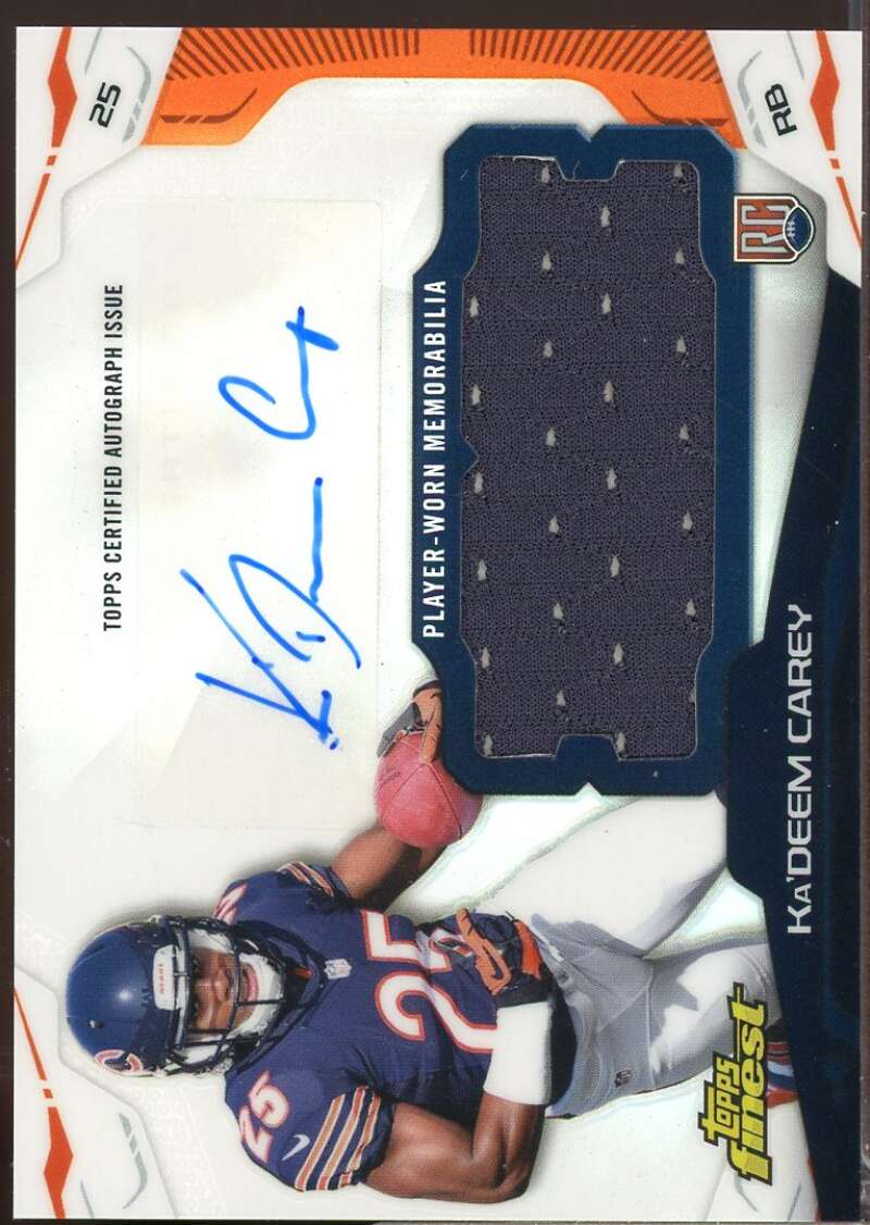 Ka'Deem Carey Card 2014 Finest Rookie Jumbo Jersey Autographs Refractors #AJRKC  Image 1