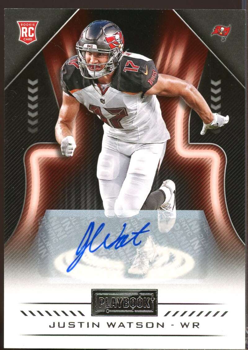 Justin Watson Card 2018 Panini Playbook Rookie Signatures Autograph #185  Image 1