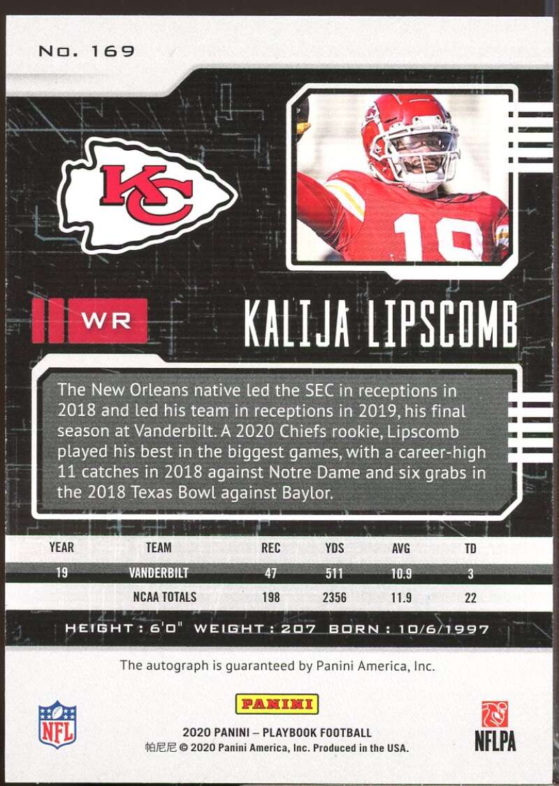Kalija Lipscomb /75 2020 Panini Playbook Rookies Signatures Autograph Gold #169  Image 2