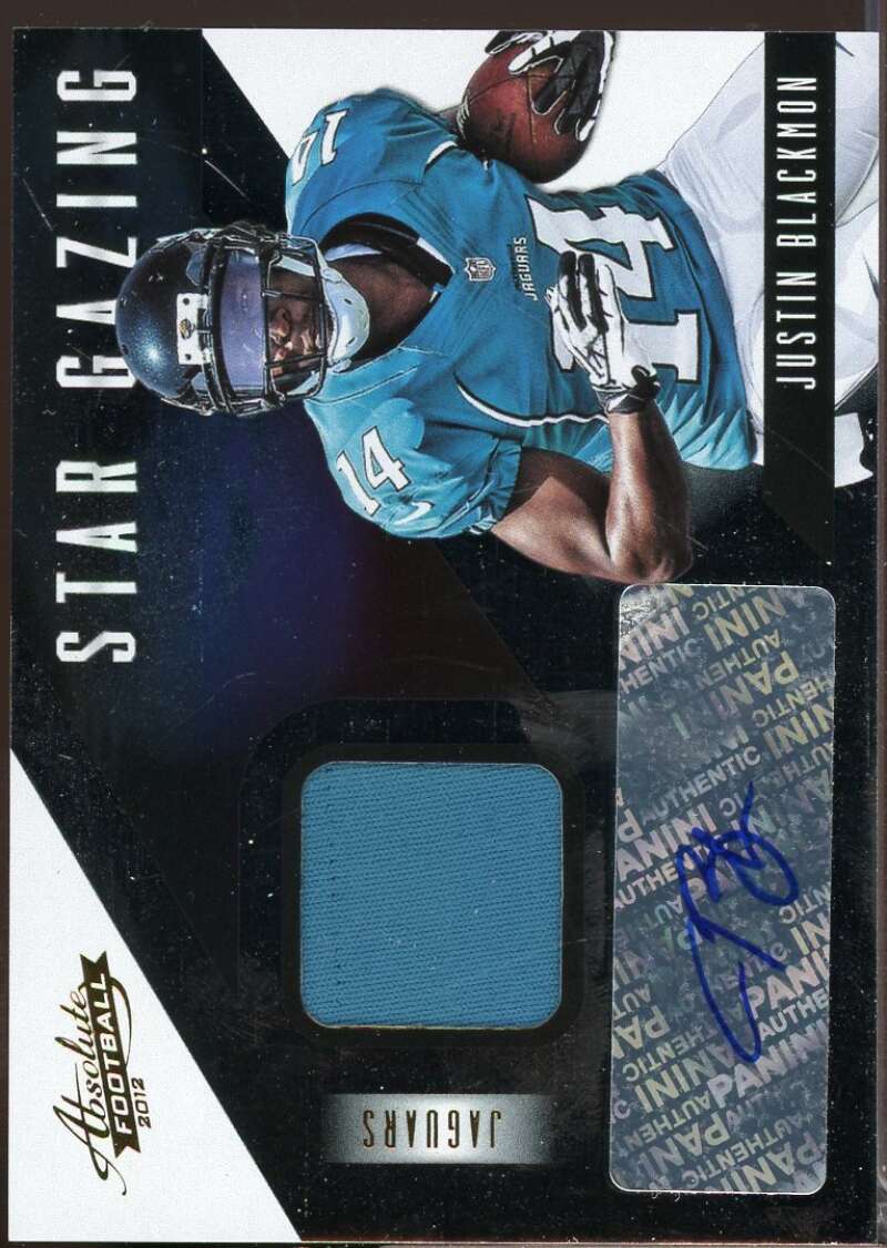 Justin Blackmon 2012 Absolute Star Gazing Rookie Jersey Material Autographs #18  Image 1