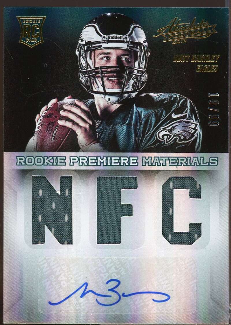 Matt Barkley 2013 Absolute Rookie Premiere Materials Jersey Autographs NFC #226  Image 1
