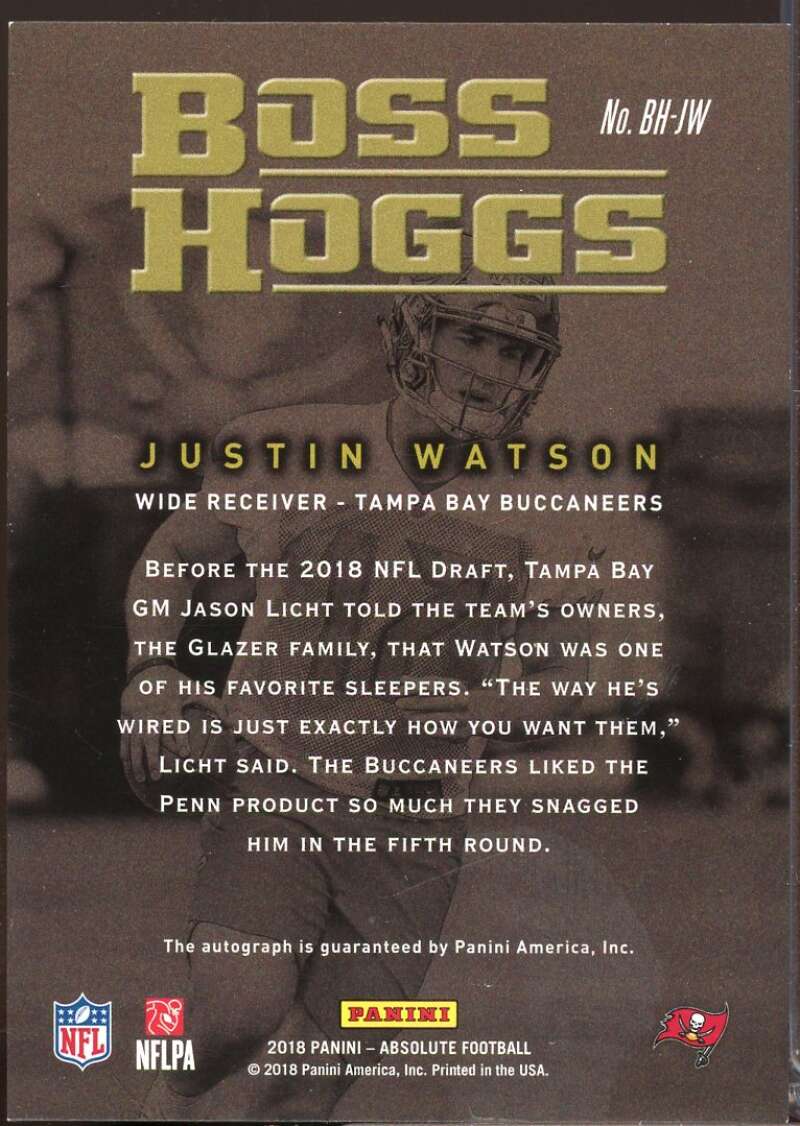 Justin Watson Card 2018 Absolute Boss Hoggs Autographs #18  Image 2