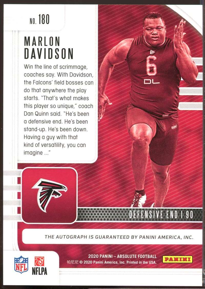 Marlon Davidson /149 2020 Absolute Signature Rookies Spectrum Autograph #180  Image 2