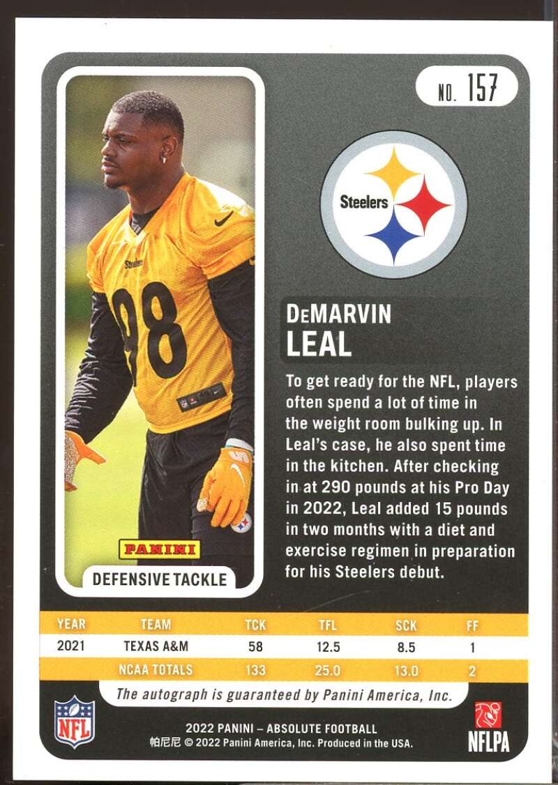 DeMarvin Leal /75 2022 Absolute Signature Rookie Autograph Spectrum Red #157  Image 2