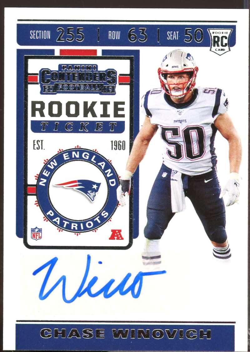 Chase Winovich RC Card 2019 Panini Contenders Rookie Autograph #276  Image 1