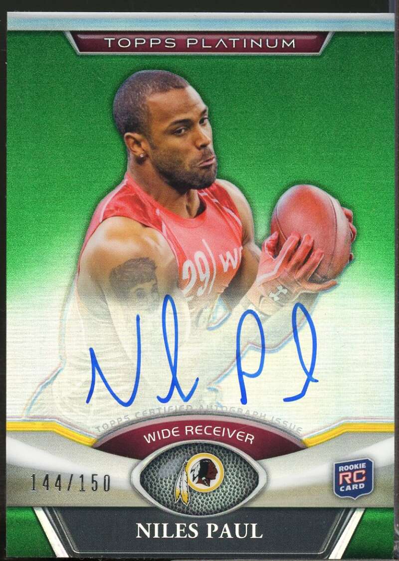 Niles Paul Card 2011 Topps Platinum Rookie Autographs Green Refractors #43  Image 1