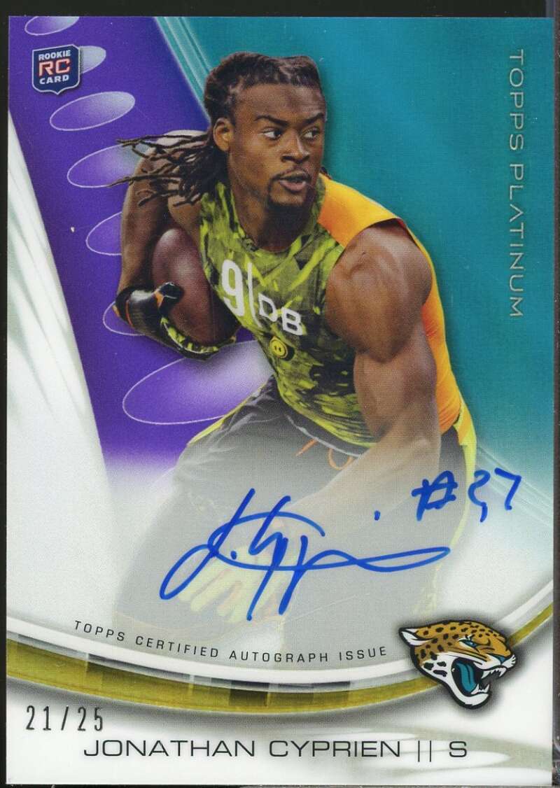 Johnathan Cyprien 2013 Topps Platinum Rookie Autographs Purple Refractors #AJC  Image 1