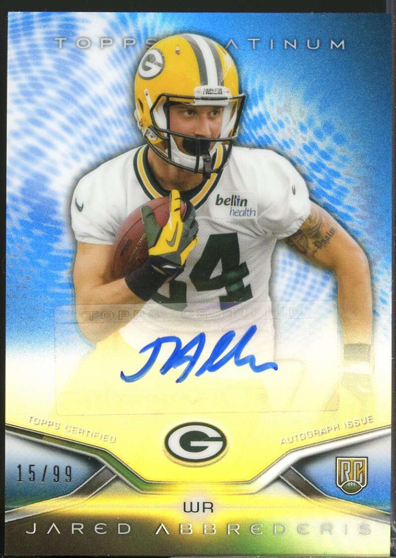 Jared Abbrederis Card 2014 Topps Platinum Rookie Autographs Blue Refractors #77  Image 1