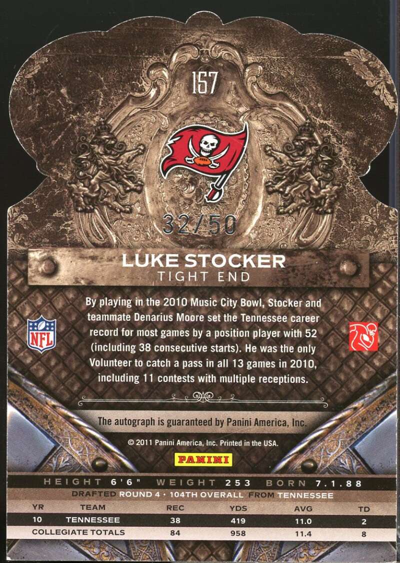 Luke Stocker Card 2011 Crown Royale Rookie Autographs Blue #157  Image 2