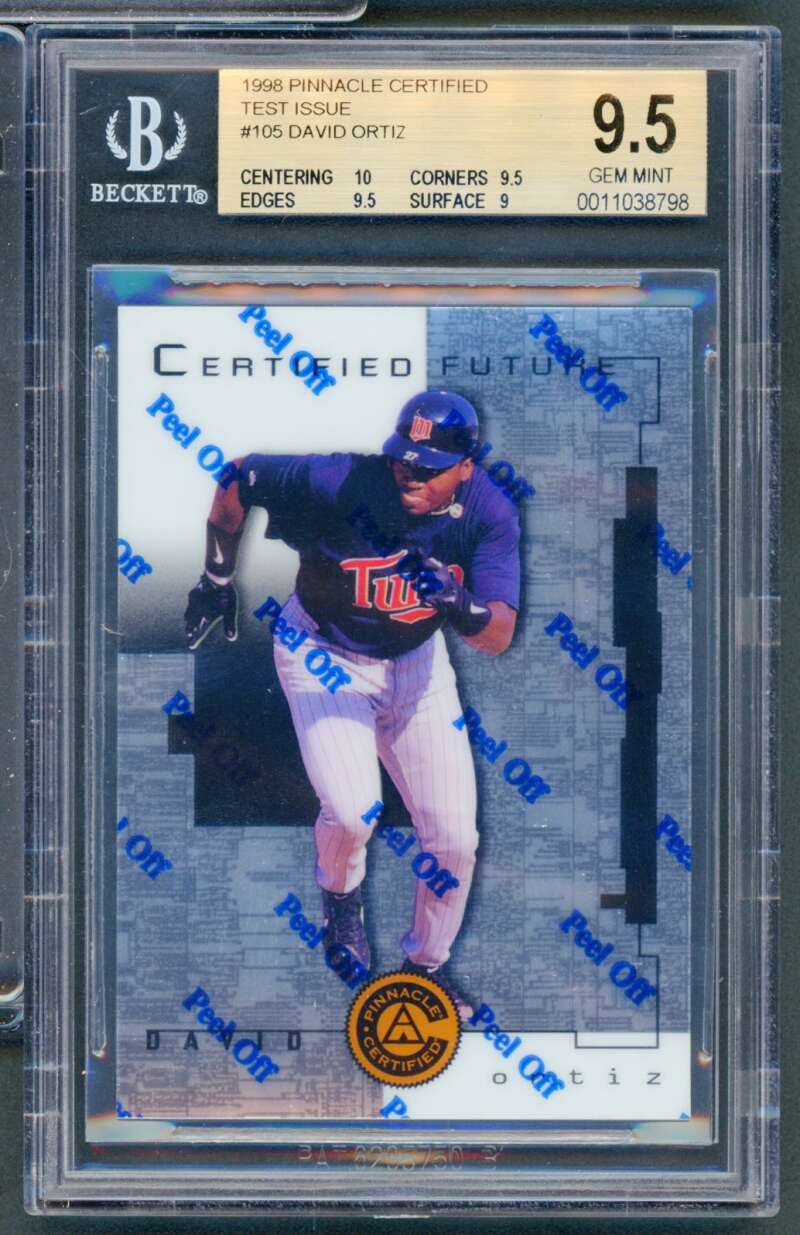 David Ortiz Rookie Card 1998 Pinnacle Certified Test Issue #105 BGS 9.5 Image 1